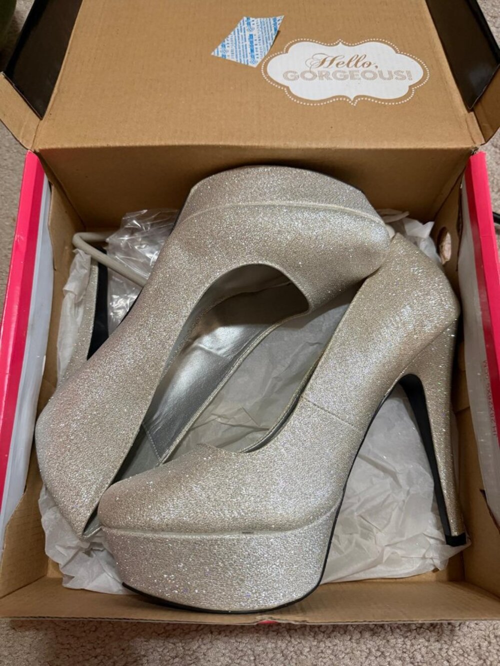 Silver Glitter Heels | Size 10 | New